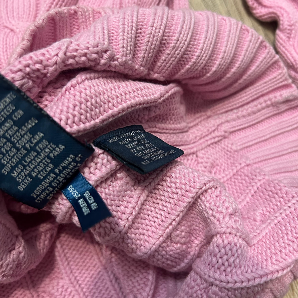 Sweter warkocz Ralph Lauren różowy